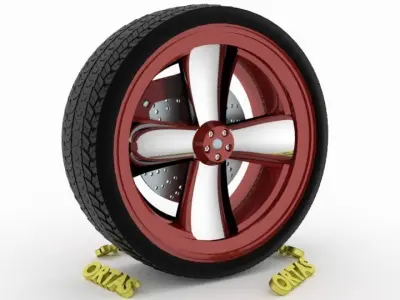 ORTAS CAR WHEEL RIM 100 GAME READY WHEEL RIM TIRE 3D model