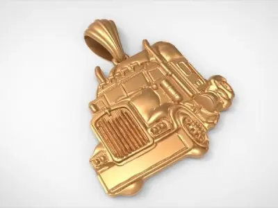Semi Trailer Truck Pendant Necklace Jewerlry 3D print model get