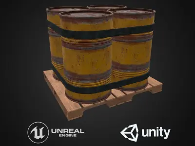 Barrel pallet Low-poly 3D model
