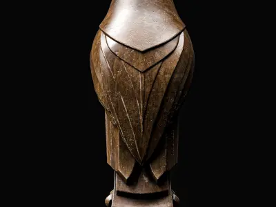 Eagle Bird Statue Sculpture Stylized Art Low-poly 3D model