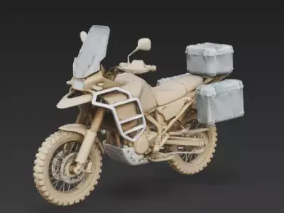 Rugged Desert Adventure Touring Motorcycle 3D Model Low-poly 3D model