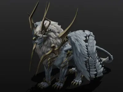 Seraphic Roar beast Animated Rigged 3D Model Low-poly 3D model