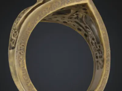 Mystical Gold Ring 3D Model Fantasy Jewelry FBX 3D model