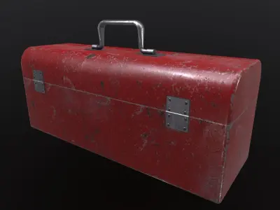 Old Red Toolbox Low-poly 3D model