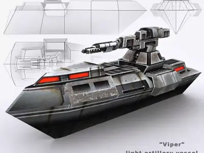 3DRT - Sci-Fi Naval Vessel - Viper  Low-poly 3D model