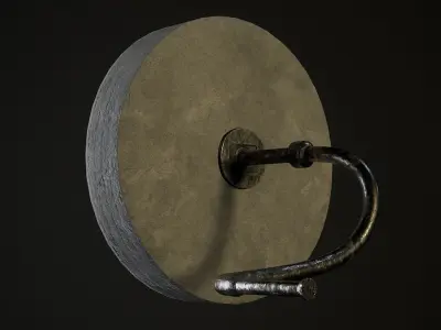 medieval grinding wheel Low-poly 3D model