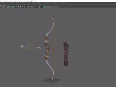 3D Bow and Arrow Advance Rig Low-poly 3D model