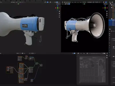 Free Megaphone 3D Model Prop - Game Ready Low-poly 3D model