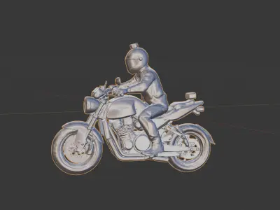 Motorcyclist on Classic Bike 3D Model 3D print model