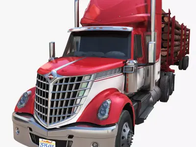 International LoneStar logger semitruck Low-poly 3D model
