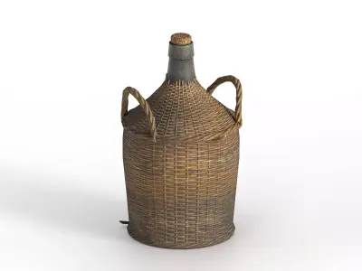 Wicker Carboy Low-poly 3D model