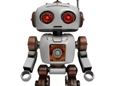 Retro Metallic Robot Character Model 3D model
