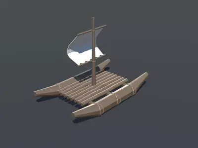 Sail Raft Low Poly Low-poly 3D model