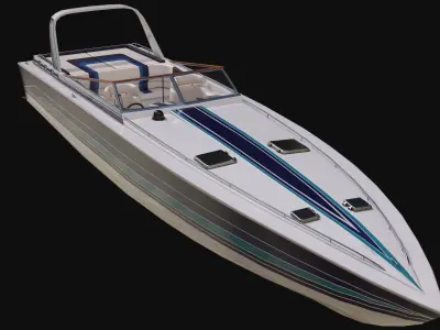 Miami Vice PowerBoat - 1985 Chris Craft Stinger 390X Low-poly 3D model
