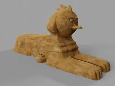 Penguin statue Low-poly 3D model