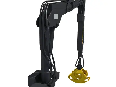 Yellow Forestry Knuckleboom Loader Crane 3D model