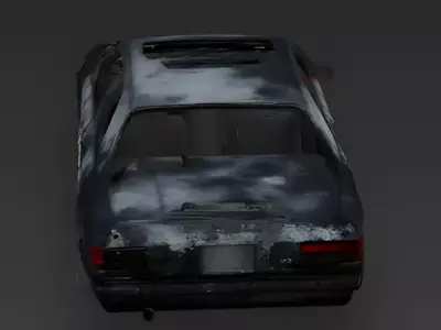 Scorched Husk Burnt-Out Sedan 3D Model Low-poly 3D model