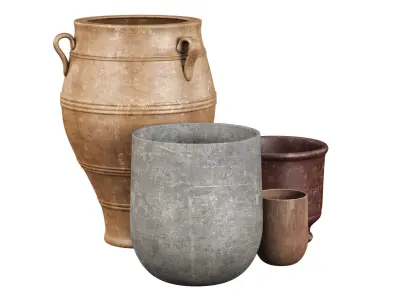 Outdoor Decorative Vases set  3D model