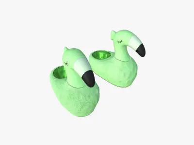 Slippers C03 Green Flamingo - Costume Character Design Low-poly 3D model