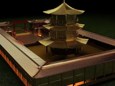 Chinese ancient tower  3D model purchase