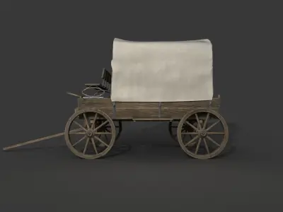 Realistic Medieval Covered Wagon Low-poly 3D model