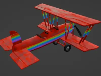 Rainbow plane Low-poly 3D model