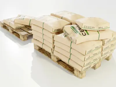 Pallet with Cement Bags 3D model