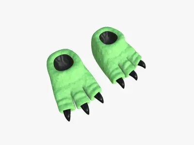 Slippers G05 Green Light Dino Paw - Costume Character Design Low-poly 3D model