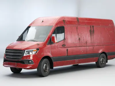 Generic Rusted Euro Long Panel Van 3D model