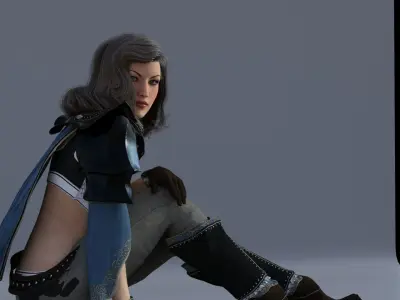  woman sci-fi game  Low-poly 3D model