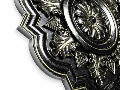 Rozet ornate brass ceiling medallion Low-poly 3D model