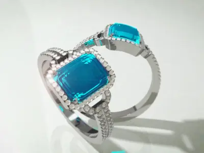 Ring render topaz with diamonds 3D model