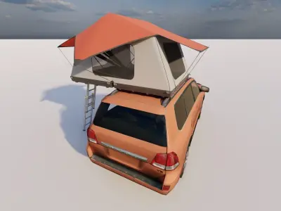 Vehicle Top Tent Model Low-poly 3D model