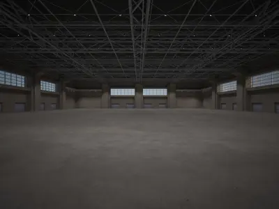 Hall 2 3D low poly - Multifunctional hall Low-poly 3D model