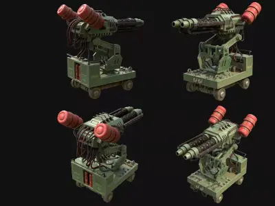 Flamethrower Turret-1-Dirty 3D Model Pack