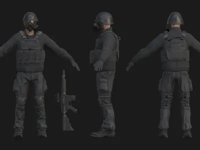 Modern Soldier Low-poly 3D model purchase