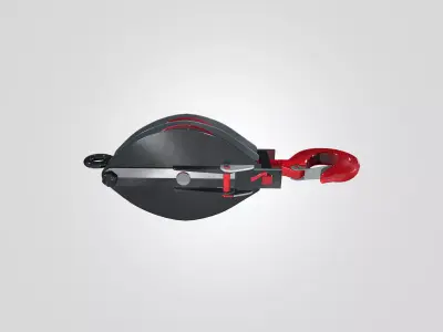 Industrial Pulley Block with Safety Hook V2 - Low Poly 3D Model Low-poly 3D model