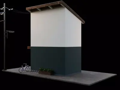 Japanese style shop front 3D model
