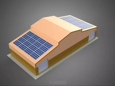 ROOFTOP SOLAR PANEL POWER SHED WAREHOUSE STOREHOUSE DEPOT BARN 3D model