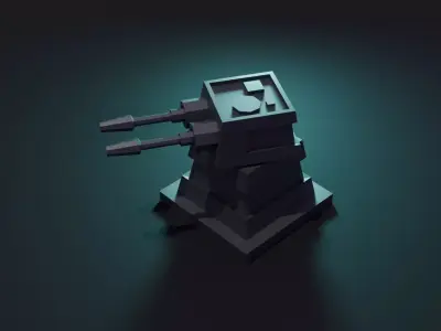 Turret Animation Low-poly 3D model