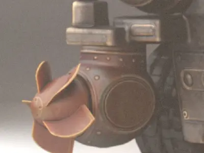 Outboard metal fan Low-poly 3D model