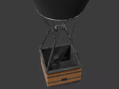 Yellow black  hot air balloon Low-poly 3D model