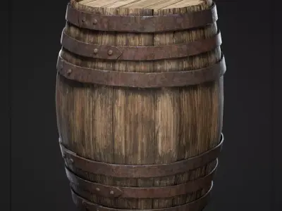 Old  Wooden Barrel Low-poly 3D model