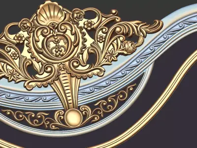 Baroque bed 3d STL ornate crown 3D print model