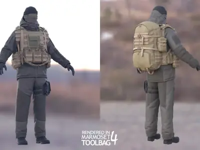 Male Military Winter Outfit Free 3D model