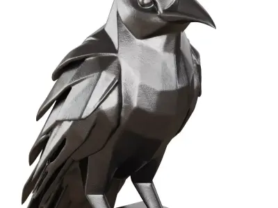 Metal sculpture of a crow 3D model
