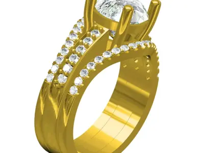 Antique Diamond Trinity Band for Women 3D print model