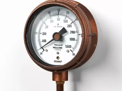 Rustic Industrial Pressure Gauge 3D model