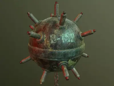 Mine Naval Underwater Low-poly 3D model