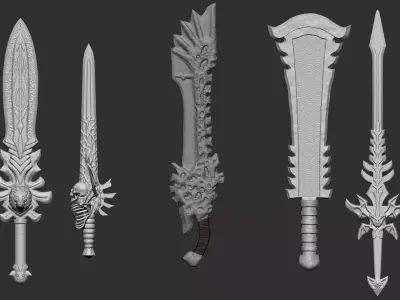 5 fantasy swords 3d printable 3D print model